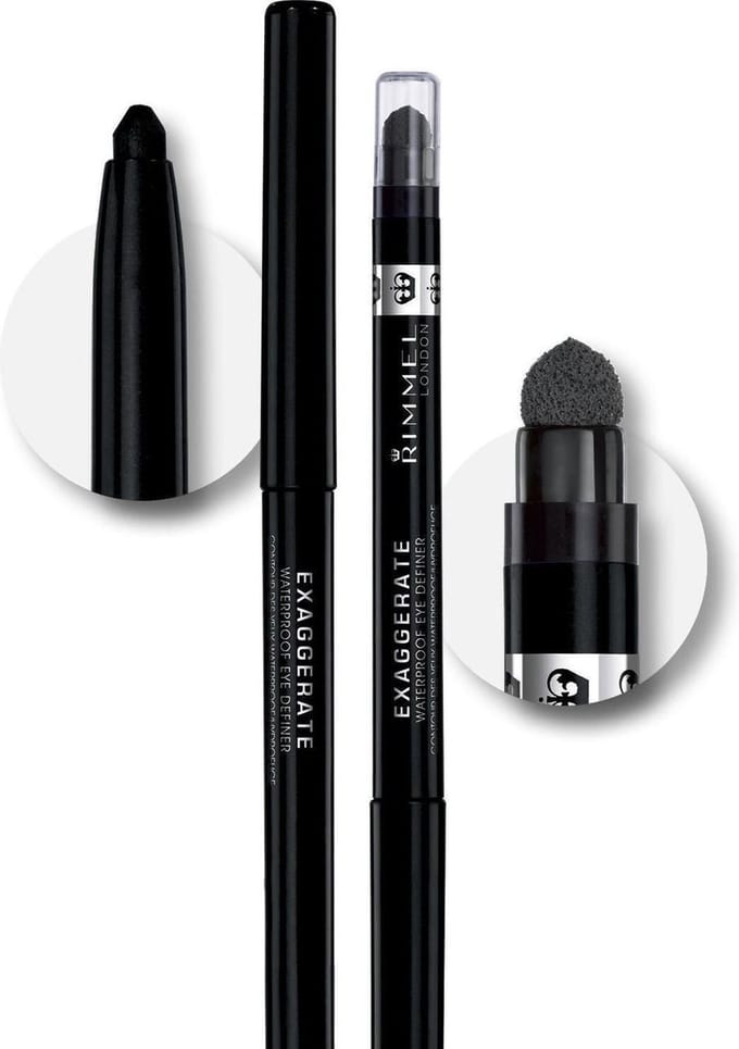 Rimmel-Exaggerating waterproof Oogpotlood 262 Blackest Black- extra zwart 3 stuks