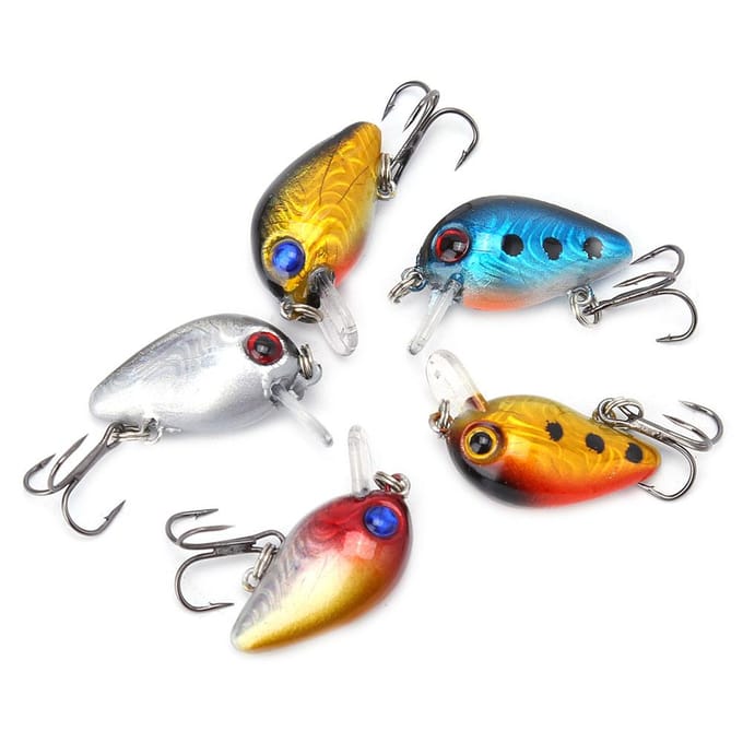 5 stuks 3 cm 3D Holografische Ogen Mini Vishengels Drijvend Micro Baars Aas Crankbait Dreggenhaak gray