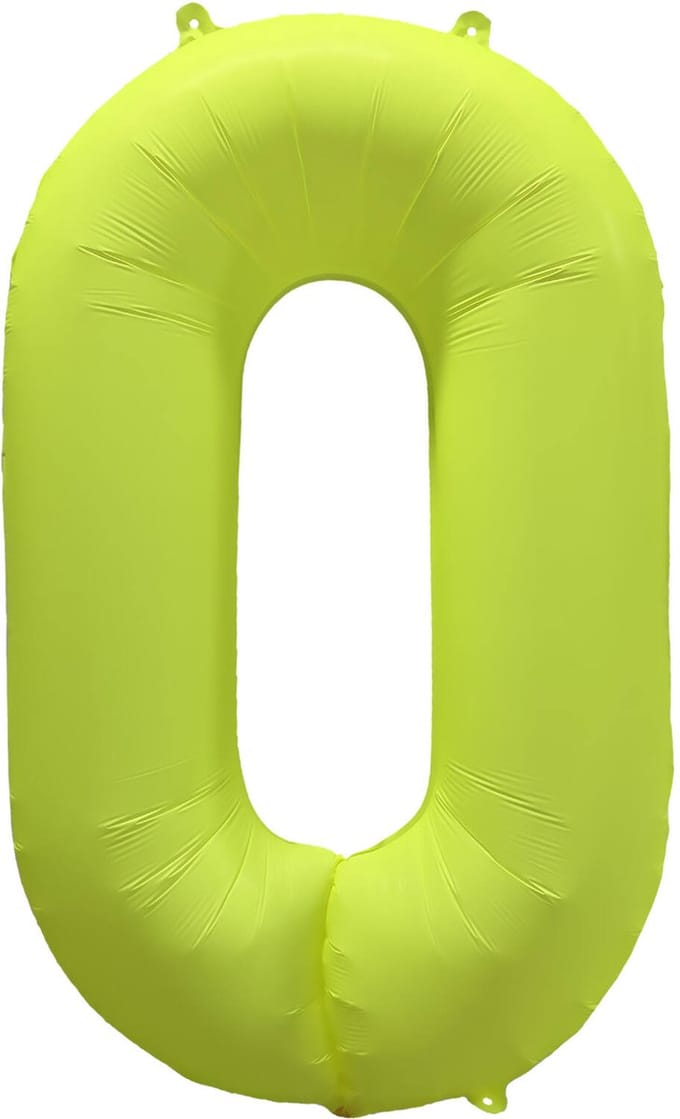 Riethmüller - Folieballon cijfer 0 - neon geel - 86 cm