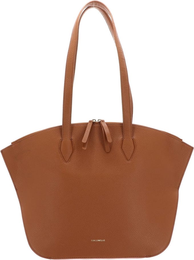 COCCINELLE Leren Shopper Flare Shoulder Bag Grained Leather Cuir Terracotta