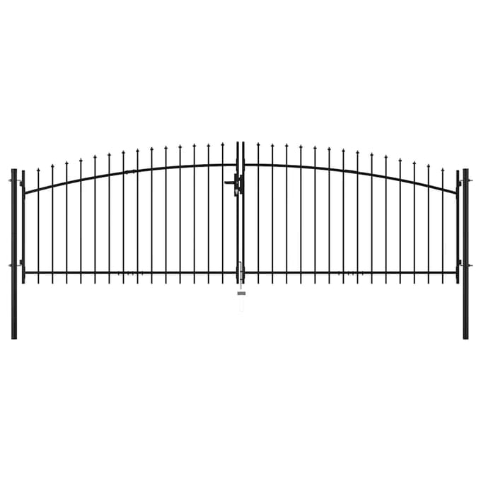 Portail de Jardin Woerden à Double Battant avec Design à Pointe de Lance 400 x 199,5 cm