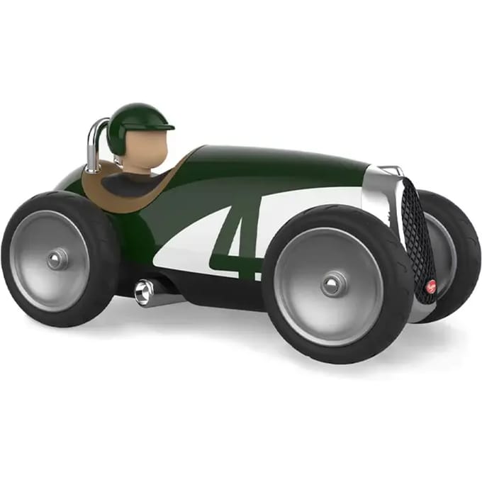 BAGHERA Speelgoedauto - Racingcar Groen - Vintage - In Geschenkdoos - 1 Jaar