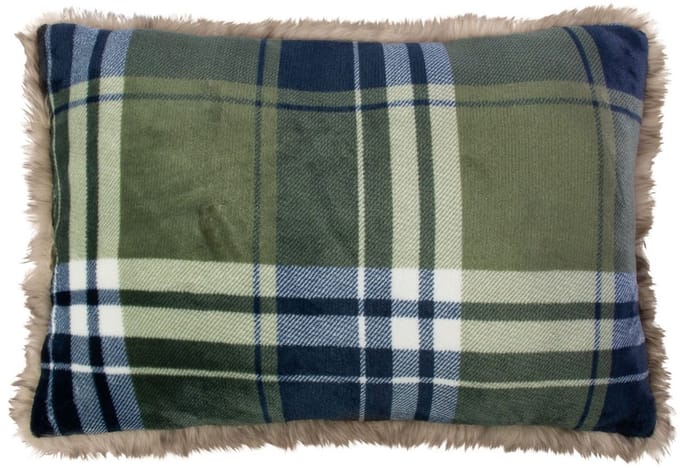 Kussen faux fur ruit groen 40x60 cm
