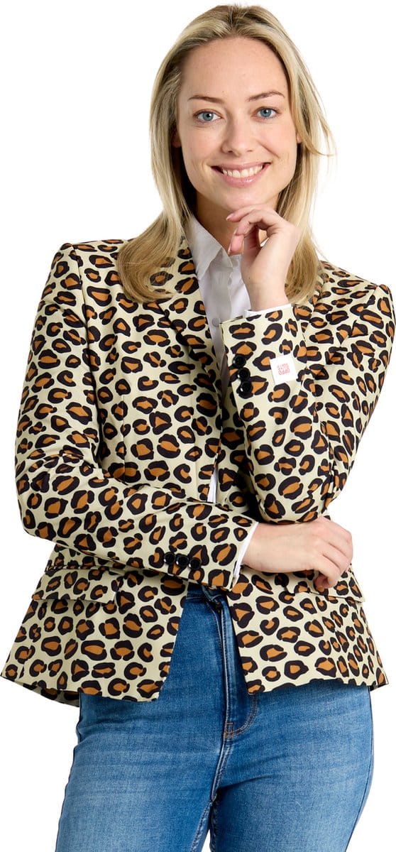 OppoSuits Lady Jag - Dames Blazer - Stijlvolle Dames Colbert - Carnaval, Halloween en Meer - Panter Print - Maat: EU 36