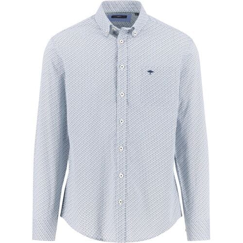 Fynch-Hatton Overhemd Mini Wave Allover Pattern Fern-Blue / male
