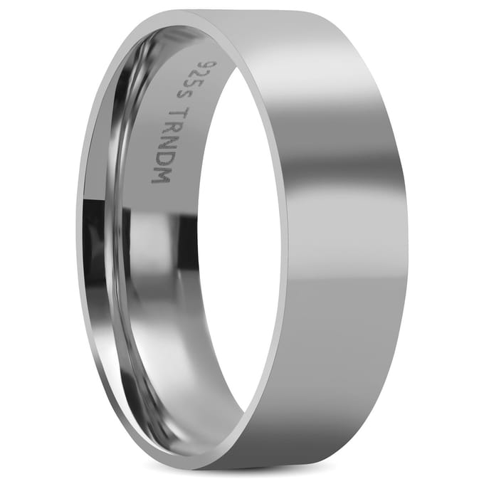 7 mm Gepolijste ring van gerhodineerd 925 sterling zilver