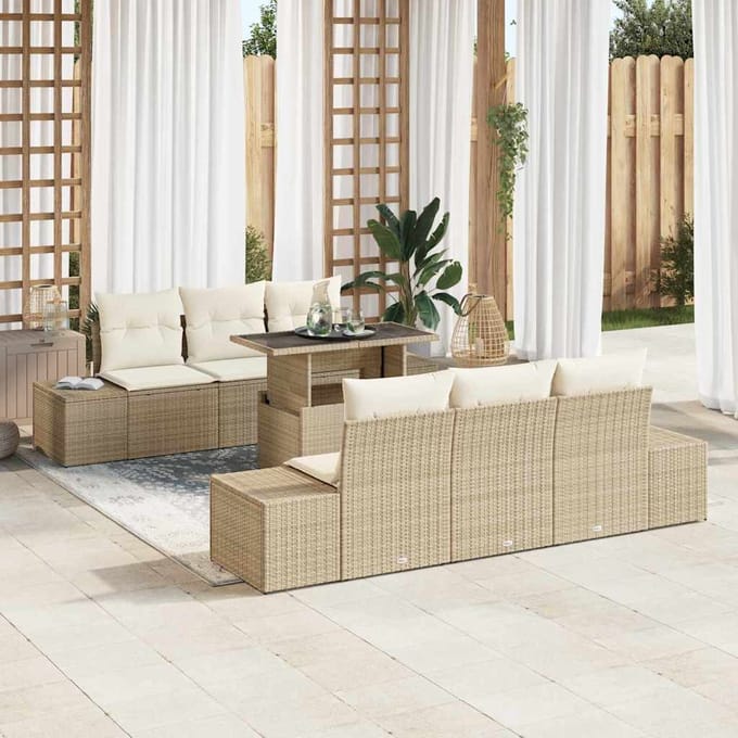 vidaXL - Tuinbank - Set - 7 - st - Beige - en - Crème