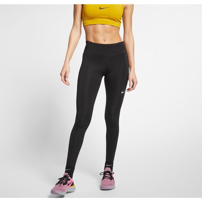 Nike - Maat M - Nk Fast Tght Dames Sportlegging - Black/(Reflective Silv)