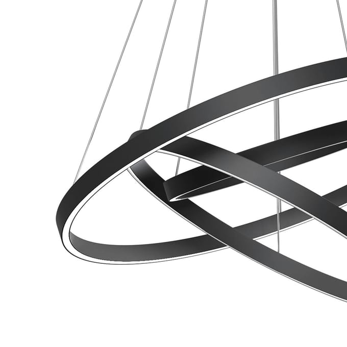 Maytoni Rim LED hanglamp, 840, 3 ringen, zwart