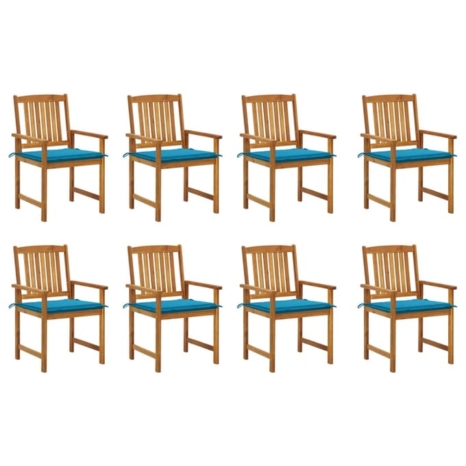 vidaXL - Tuinstoelen - 8 - st - met - kussens - massief - acaciahout