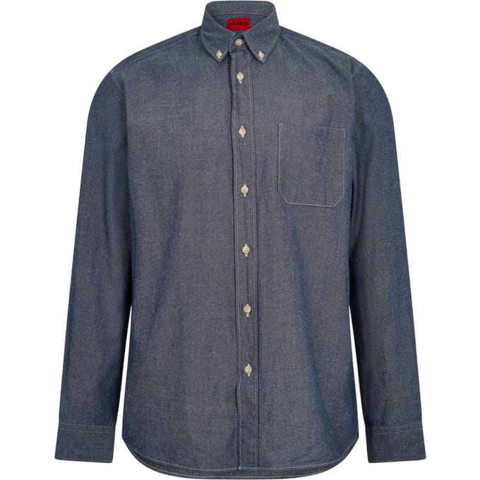 Hugo Heren-Oxford-overhemd met knoopsluiting (Pastelblauw)