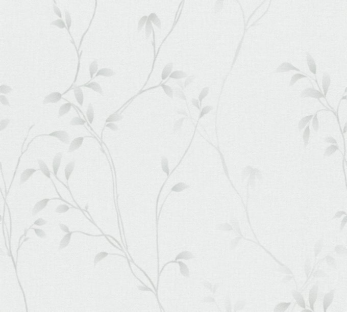 FIJNE BLAADJES BEHANG | Linnenlook - Wit Grijs - A.S. Création Pure Elegance