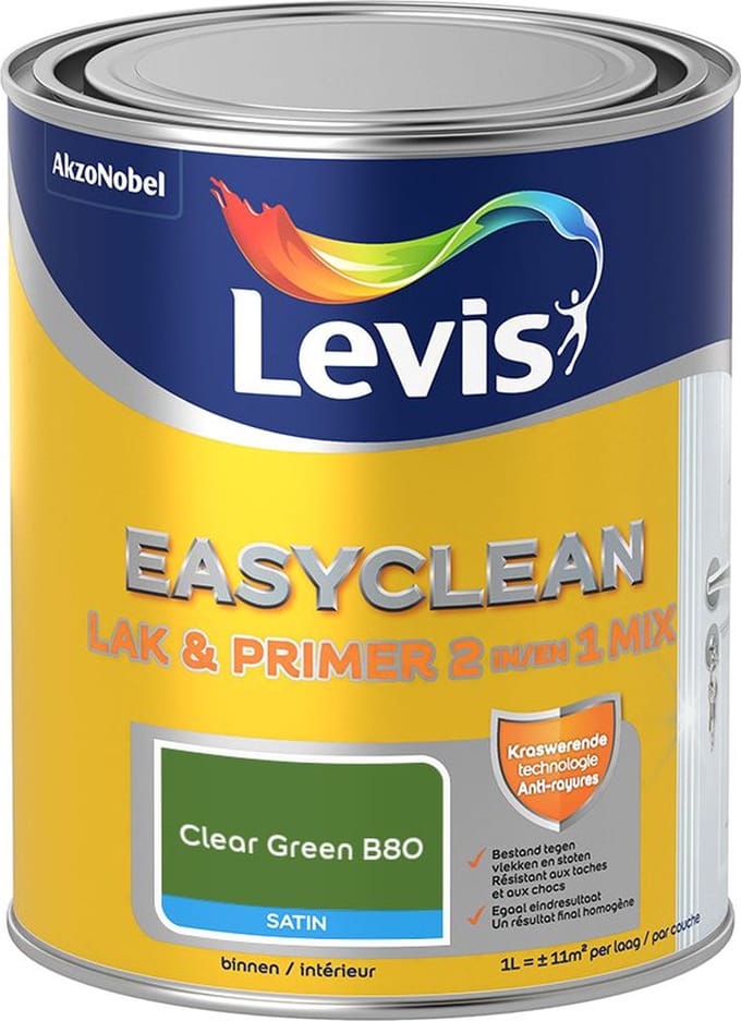 Levis - Easyclean Lak & Primer 2-In-1 Mix - Clear Green B80 - Mengverf - 1 L