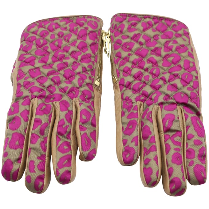 Handschoenen met moerbeiprint in bruin leer