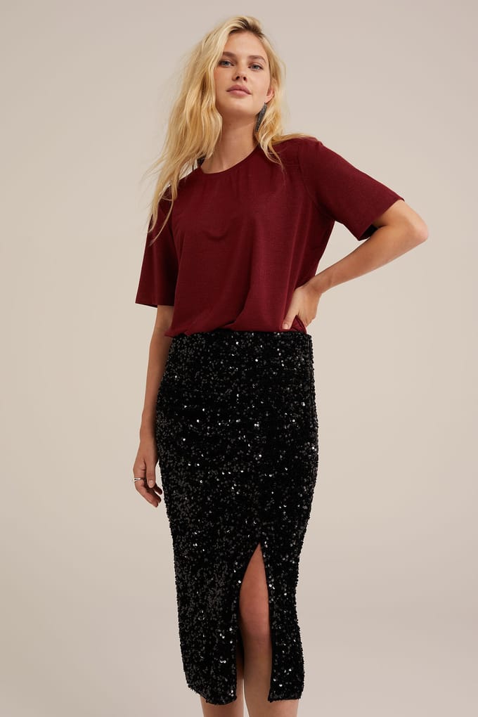 We Fashion Skirt Medium Length Black Maat: S | Midi Rokken Outlet | Dames | Zwart