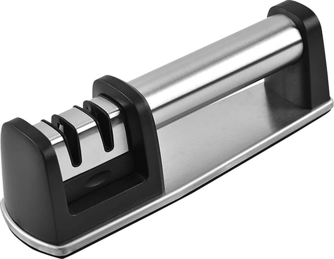 Messenslijper - Doortrekslijper - Aanzetstaal - Messenscherper - Antislip - Knife Sharpener - RVS - Zilver