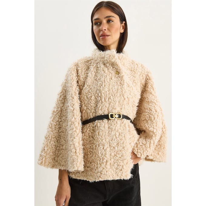 Oversized Pluche Jas met Kraag