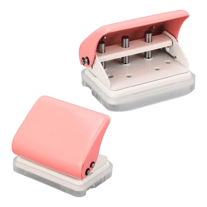 Gatenprikker Handheld Losbladig Papier Prikker Roze 3-Gats Prikker met 5 Vel Capaciteit brown