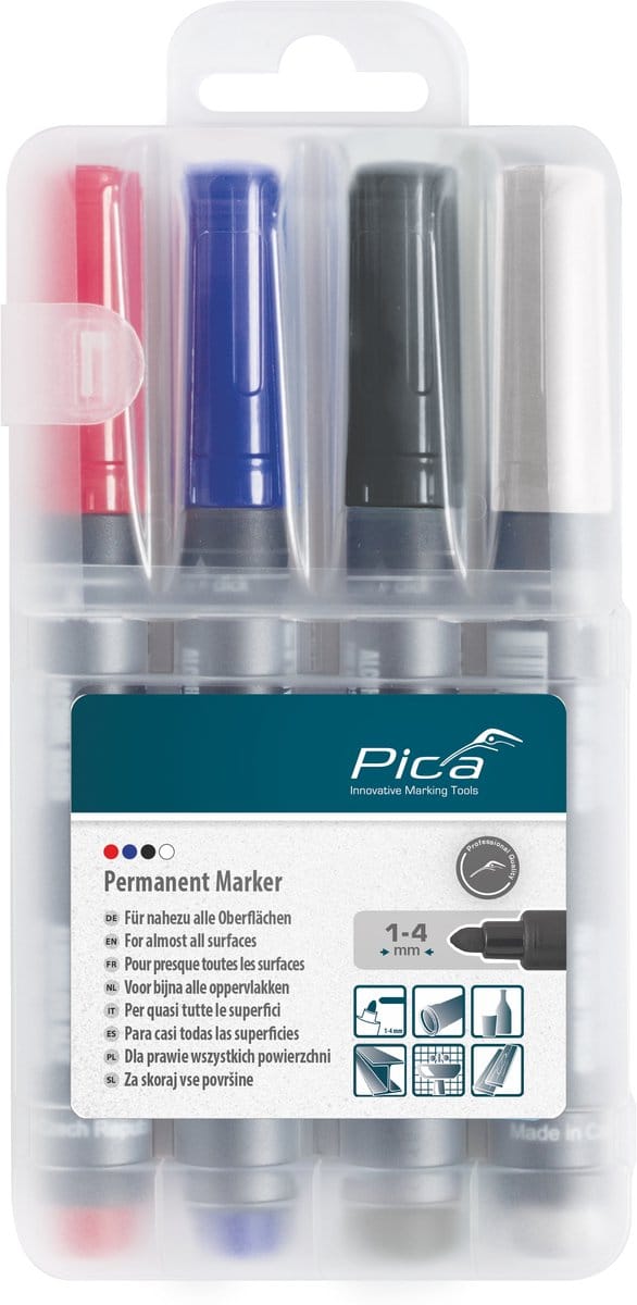 Pica Classic 520/04 Permanent Marker 4 kleuren - conische punt
