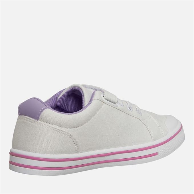 Penguin Junior Rainbow Canvas Meisjes Witte/Lila Sneakers