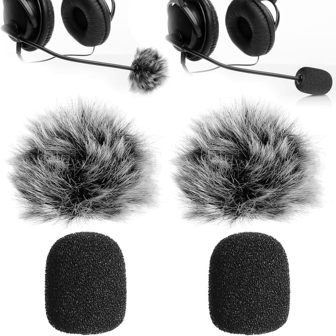 Set van 4 Mini Schuim Microfoon Windscreens en Furry Covers voor Geluidsreductie, Ideaal voor Lavalier en Headset Microfoons