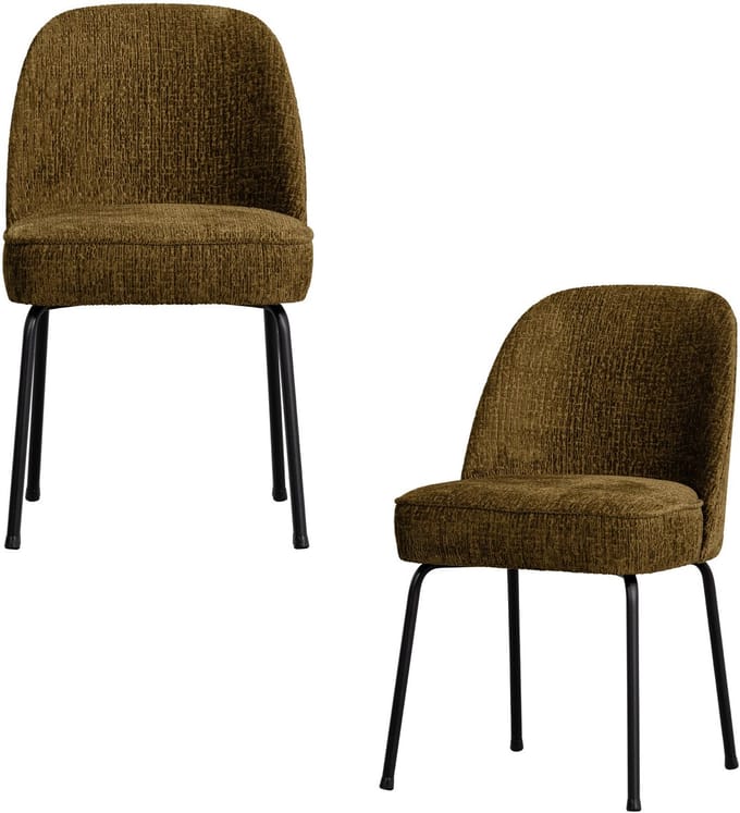 WOOOD Vogue Eetkamerstoelen - Velvet - Brass - Set van 2