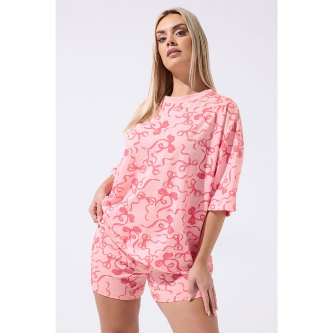 Limited Collection Roze Pyjamaset Met Strik Size 44