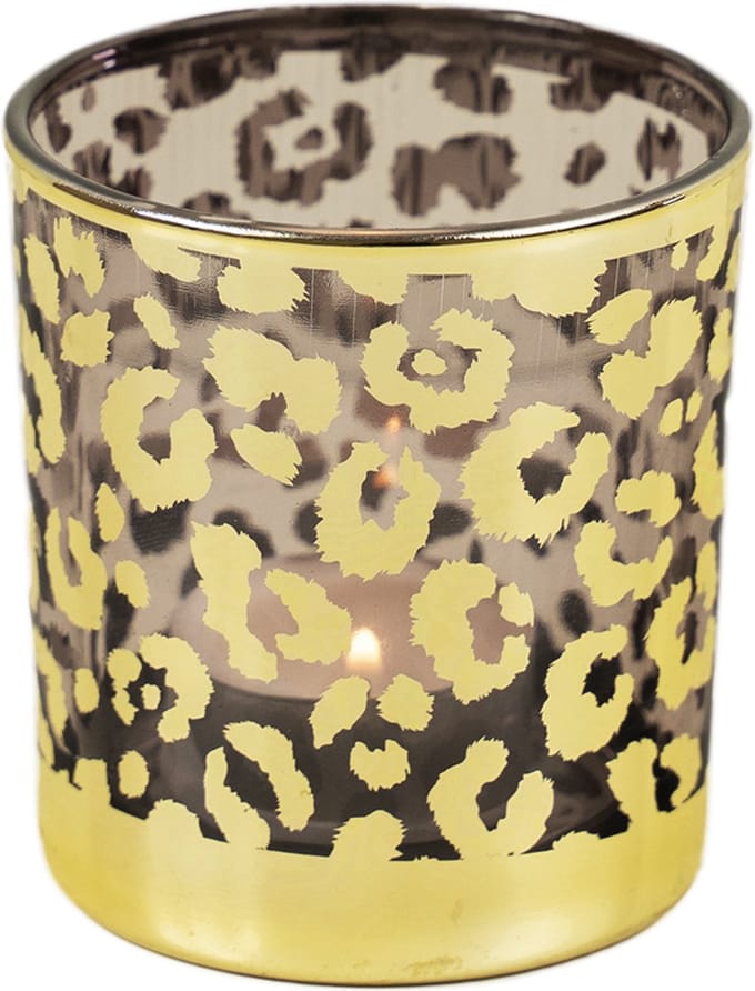 *Theelichthouder luipaard stippen goud small 8cm*