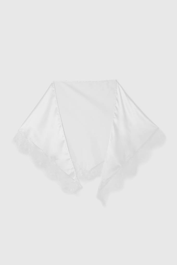 boohoo Dames Satijnen Sjaal Met Kanten Rand | Wit