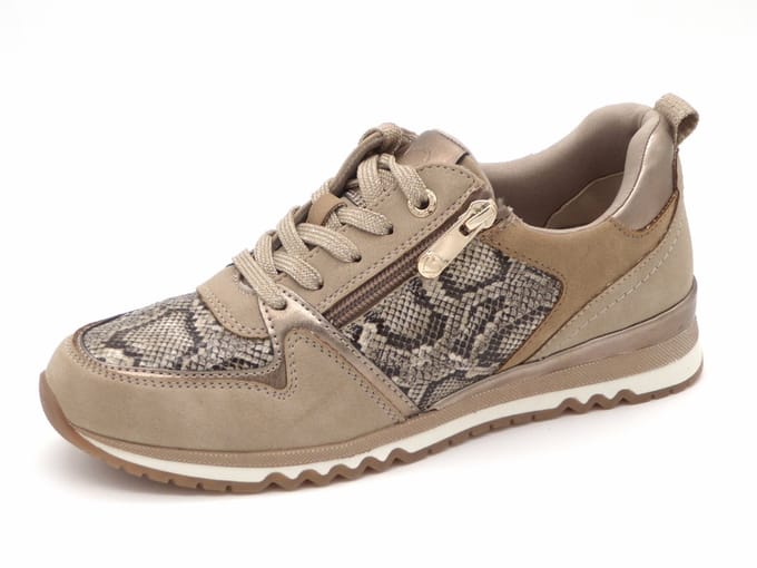 Marco Tozzi Dames Sneaker - 23740-344 Beige/Print - Maat 37