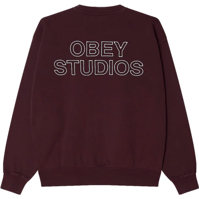 fenol Obey studio's vervaagde crew fleece - wijnproeverij vervaagde wash