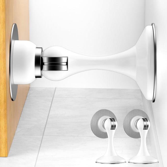 Magnetische Deurstopper - Deurvanger Deurhouder - Deur Open Houden - Roestvrij Staal - 2 stuks - Wit