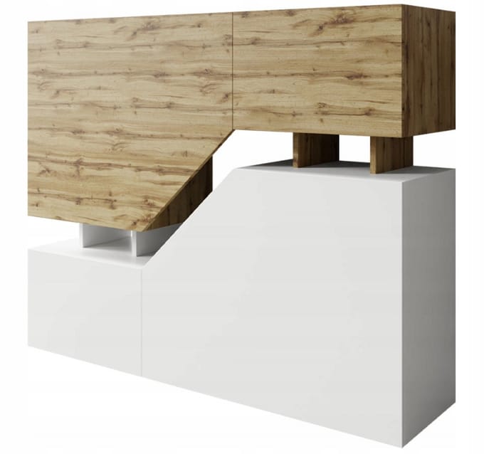 Lendo Double - Dressoir - Wit/Eiken - Minimalistisch - 120cm