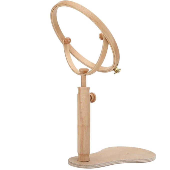 Ronde Borduurring Standaard Houder Draagbaar Hout Kruissteek Benodigdheden beige