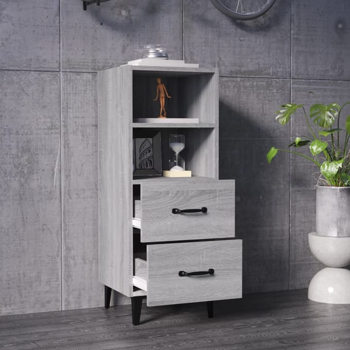 vidaXL - Dressoir - 34,5x34x90 - cm - bewerkt - hout - grijs - sonoma - eikenkleurig