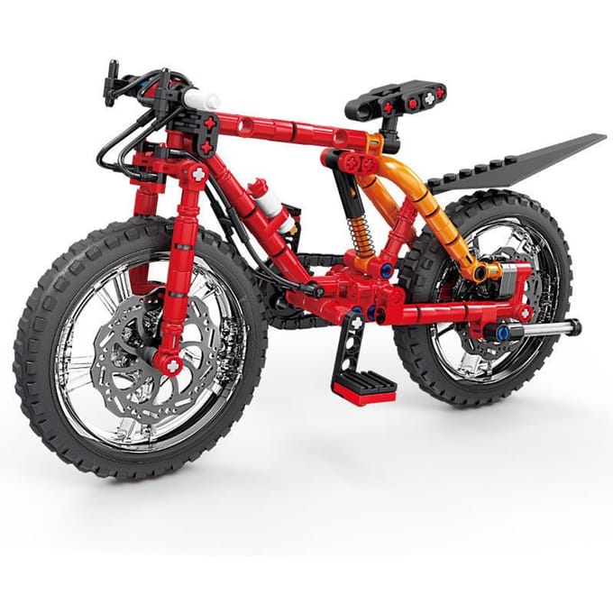 2 Stijlen Fiets Constructieblokken Mountainbike Simulatie Auto Educatief Gemonteerd Speelgoed rood