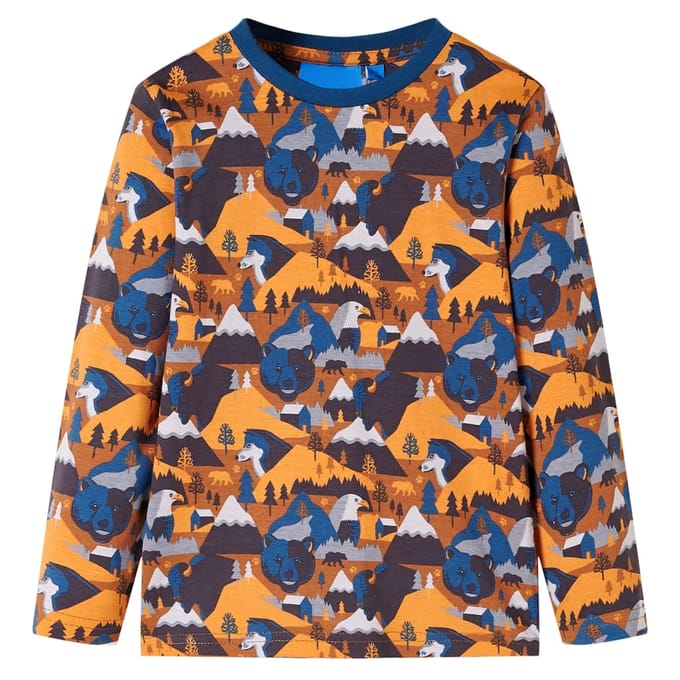 vidaXL - Kinderpyjama - met - lange - mouwen - 116 - cognackleurig