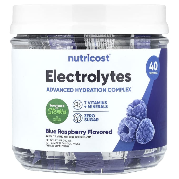 Électrolyte, Complexe d'hydratation avancée, Framboise bleue, 40 sachets sticks, 4G (0.14Oz) Chaque