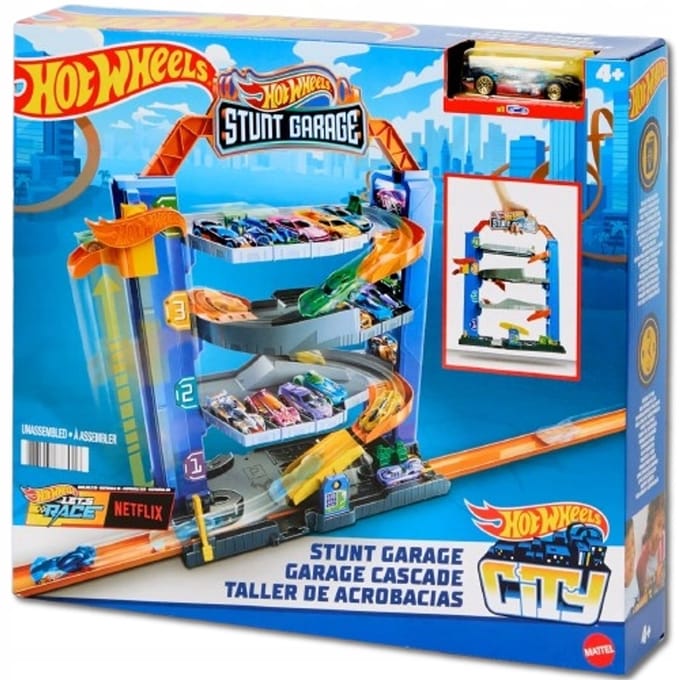Hot Wheels Stuntgarage - Speelgoedgarage zet Lift in Auto