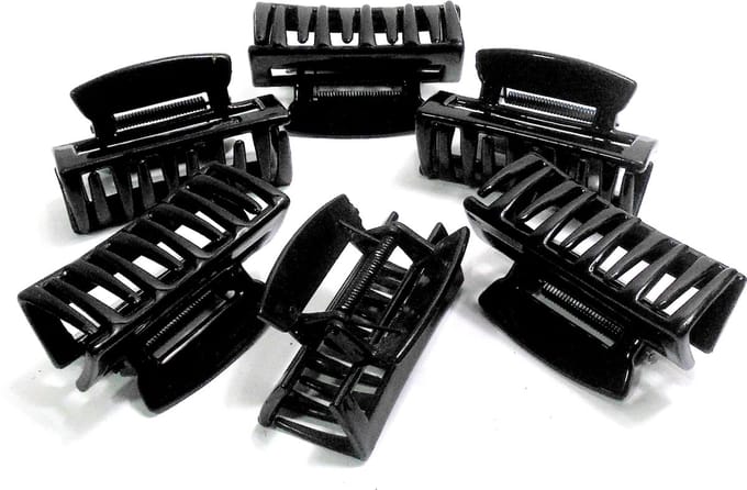 6 haarklemmen rechthoekig 8 cm zwart