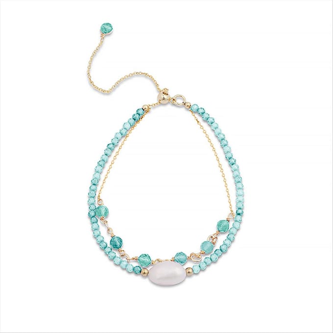 Luxenter armband, ekhao metaallegering en amazoniet, 18K vergulde afwerking