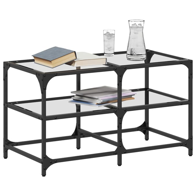 vidaXL - Salontafel - met - transparant - glazen - blad - 78,5x40x45 - cm - staal