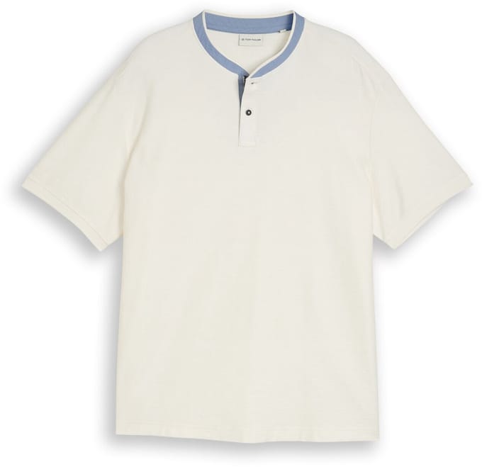 Tom Tailor - Plus Size - Poloshirt met opstaande kraag - Maat 4XL - Gardenia White