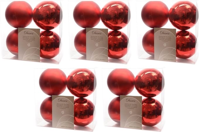 Decoris Kerstballen - 20x st - rood - 10 cm - kunststof - kerstversiering