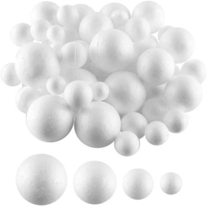 Schuimballen Set - Knutselballen Piepschuim - Doe-het-zelf Projecten - 80 Stuks Diverse Maten - 2 tot 5 cm - Wit