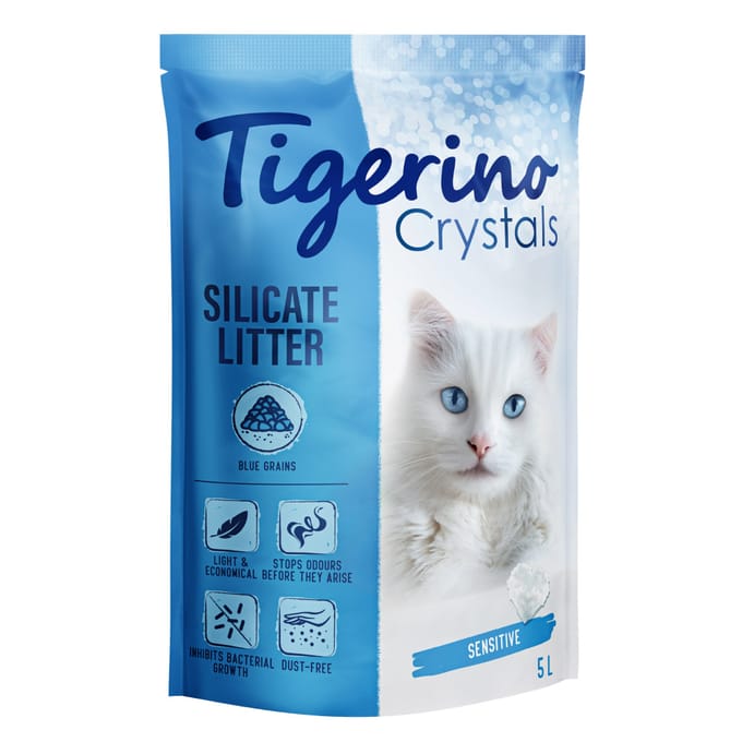 3x 5L Blue/Blauw Tigerino Crystals Sensitive Fun Kattenbakvulling Silicaat