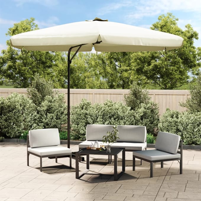 vidaXL - Parasol - met - stalen - paal - 300 - cm - zandwit