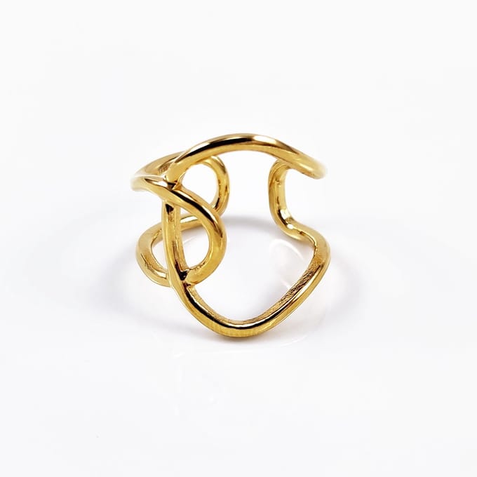 Vergulde Roestvrij Stalen Geometrische Dames Ring