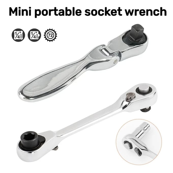 1/4 Snel Draaibare Mini Ratelsleutel set 72 Tanden Dopsleutel Staaf Ratel 2 In 1 Dual Head Schroevendraaier Quick Spanner Tool