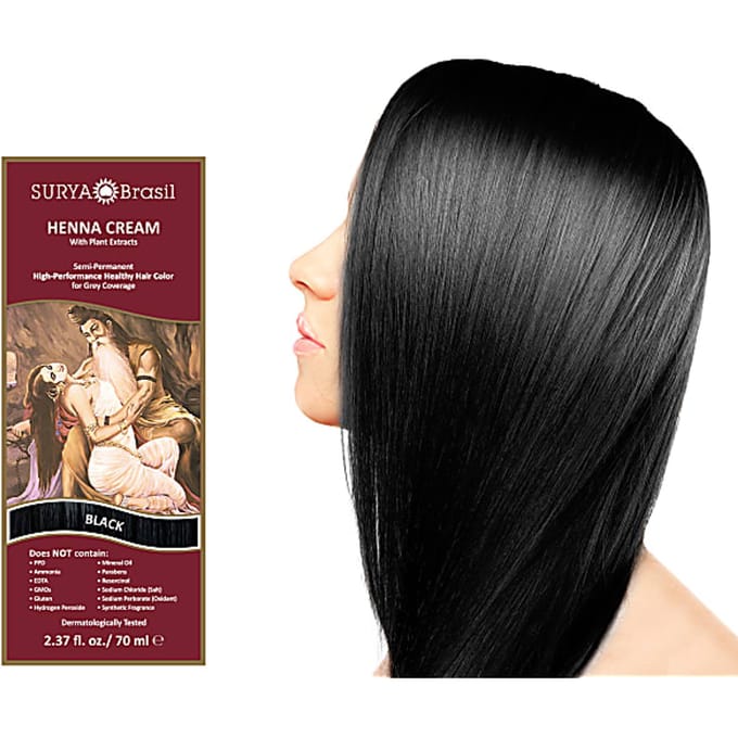 Surya Brasil, Henna Crème, Haarkleur en Conditioner, Zwart, 70 ml (70 ml) black